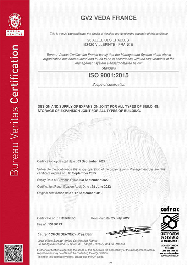 ISO 9001 : 2015 certification